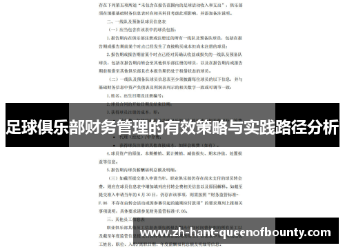 足球俱乐部财务管理的有效策略与实践路径分析